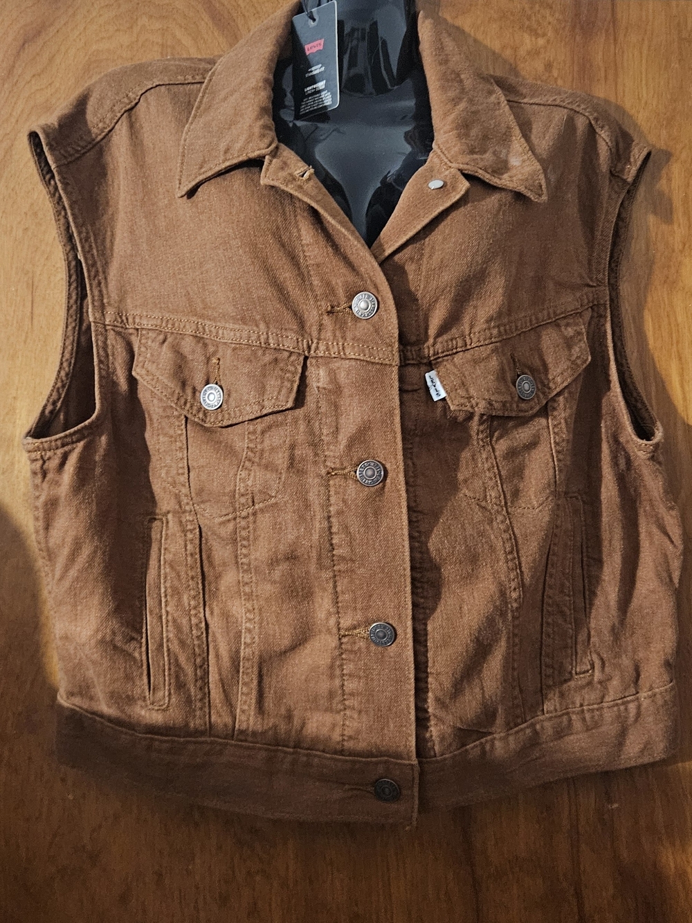 Levi's Brown Sleeveless Denim Vest with Button Front